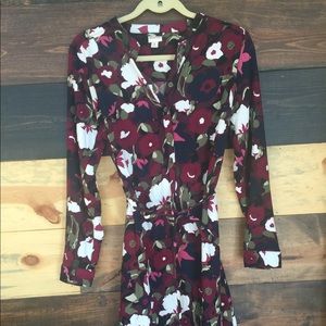 Merona Size Medium Floral Long Sleeve Dress